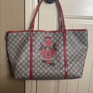 Gucci GG Tattoo Hearts and Roses Tote Bag